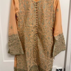 Pakistani Embroidered Peach Salwar